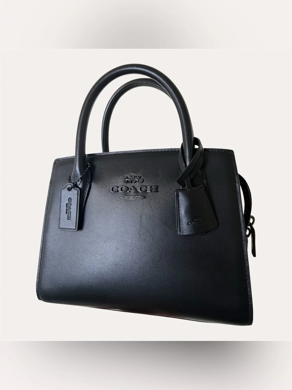 Coach Andrea Carryall Bag CP081 Black Leather Crossbody Satchel Bag - EUC